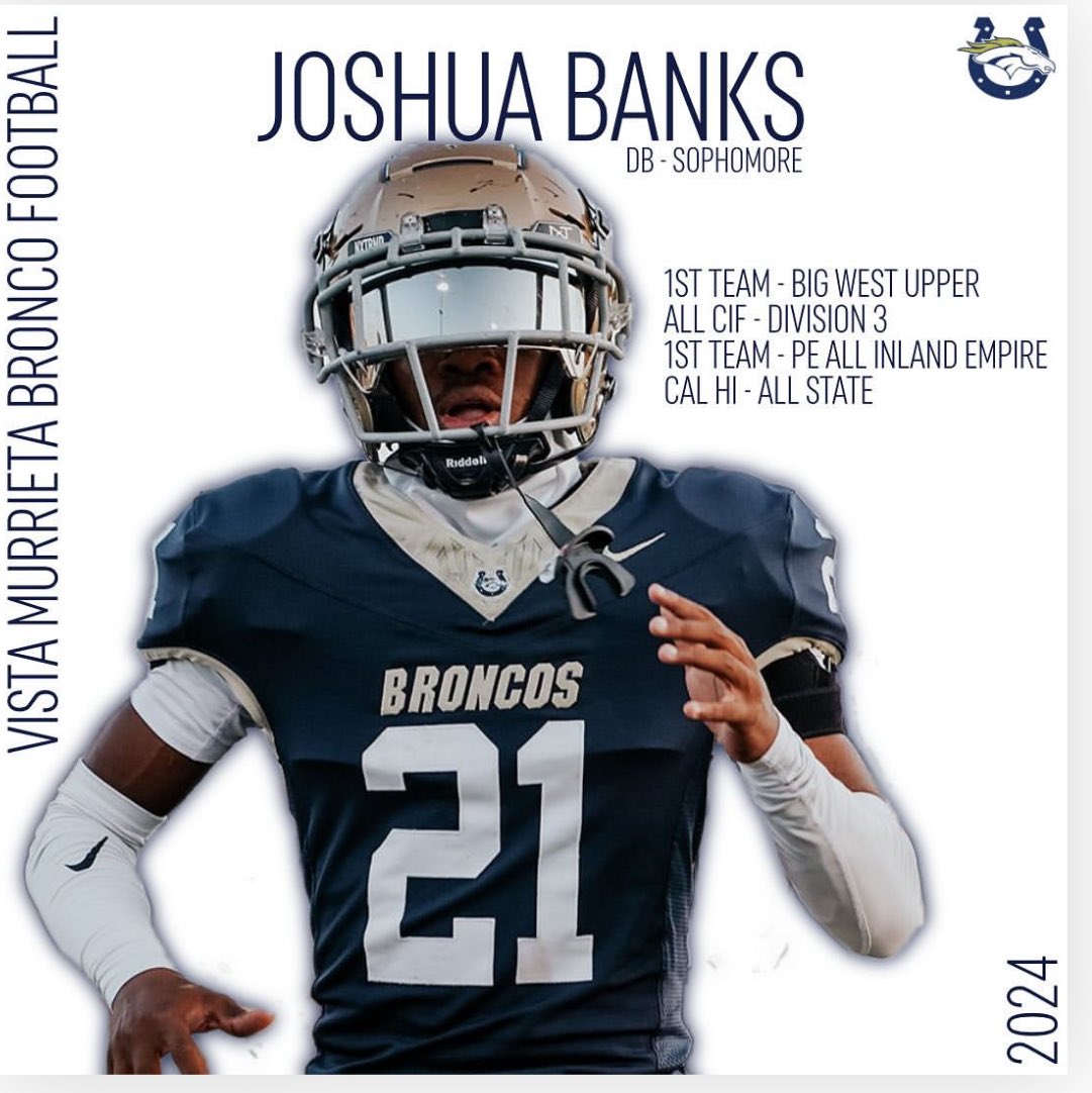 Congrats to Joshua Banks, our All State Cornerback! With his impressive 10.73 in the 100 meters, he’s one of the fastest in the Upper West Conference. Recruiters don’t miss out!  Headed to Texas 😔 <a href="/J_Banks30/">Joshua Banks</a> 
<a href="/GregBiggins/">Greg Biggins</a> <a href="/ChadSimmons_/">ChadSimmons</a> <a href="/BlairAngulo/">Blair Angulo</a> <a href="/adamgorney/">Adam Gorney</a> <a href="/BrandonHuffman/">Brandon Huffman</a>