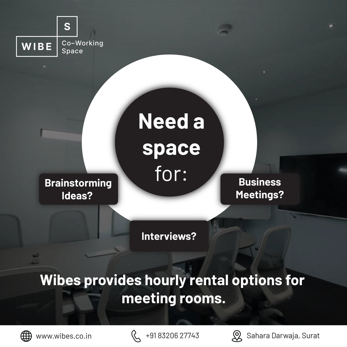 WibesCoworking's tweet image. Need a professional space for meetings, interviews, or brainstorming? 💼✨ Rent a meeting room by the hour at Wibes Co-Working Space! 📍 Surat.

📞 Book now: +91 83206 27743 | 🌐 wibes.co.in
#MeetingRooms #Coworking #SuratBusiness #WorkSmart