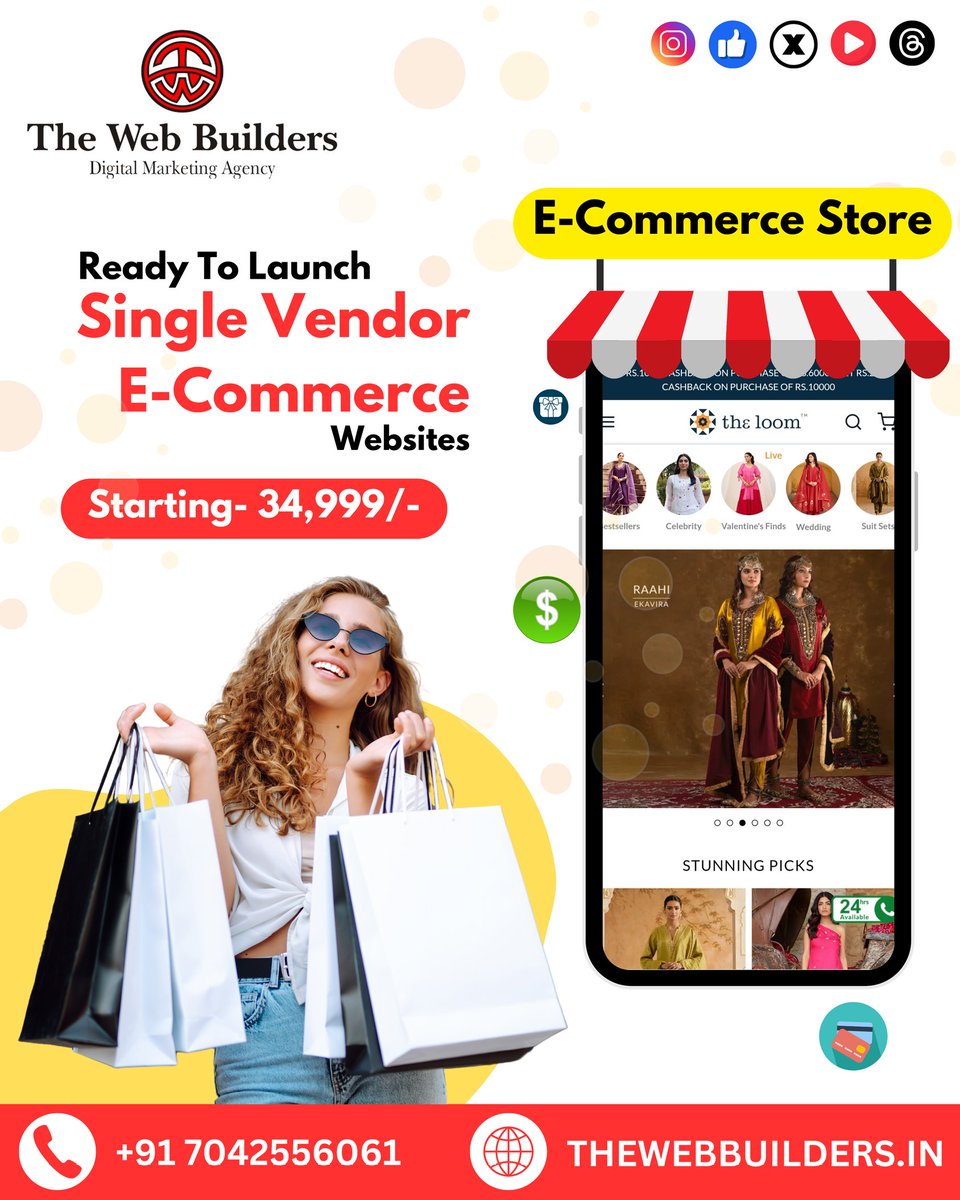 thewebbuild1103's tweet photo. "LAUNCH YOUR ONLINE STORE TODAY!
Get ready to take your business to the next level with our Single Vendor Ecommerce Website solutions!
Starting price: ₹34,999/-

Partner with The Web Builders, a leading digital marketing agency,
Contact us to get started!
#Ecommercewebsite https://t.co/Bkmrxr1cDB