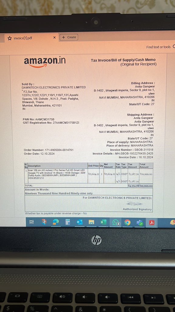 Ajay8996's tweet photo. @Acer  Customer service is not helping to repair 2 month old tv. https://t.co/GBzxznLG3L