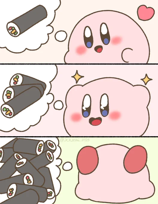 恵方巻きが増えると喜ぶカービィちゃん✨ 