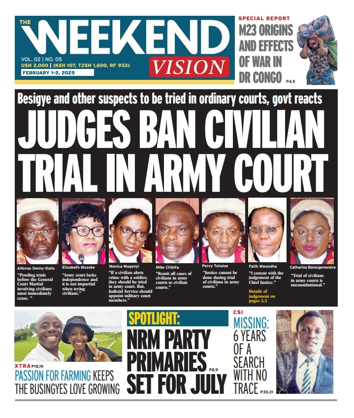 OMagie54506's tweet photo. < Judges ban civilian trial in Army Court
< NRM to review party constitution 
< Uganda-China; cultural links good for tourism 
#ReportedNews
Supreme Court  Kiiza Besigye https://t.co/xQax0EaqM3