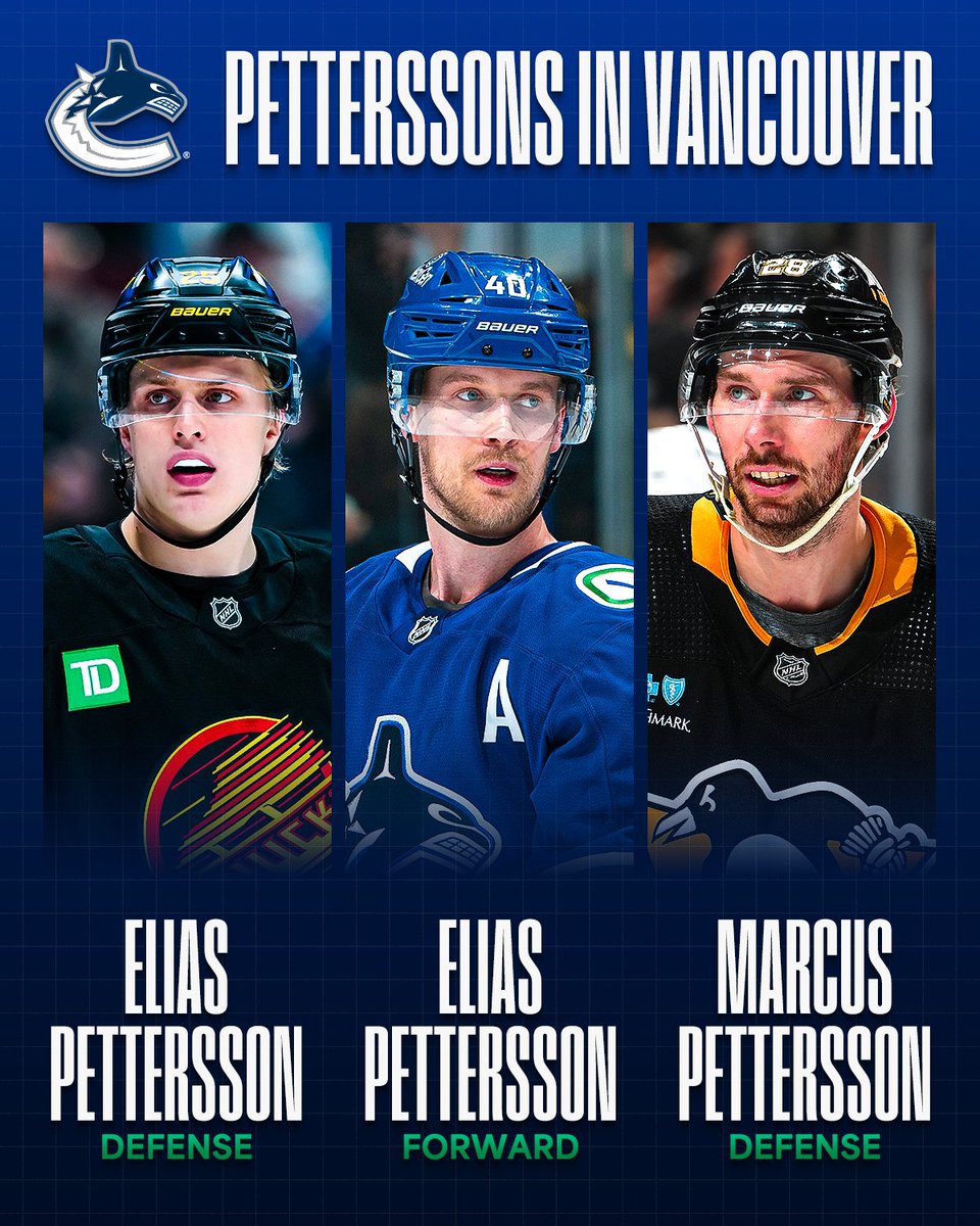 NHL (@nhl) on Twitter photo The <a href="/Canucks/">Vancouver Canucks</a> are out here getting as many Petterssons as they can 🤭
Anyone else hoping that they all factor in on the same goal at some point? The <a href="/Canucks/">Vancouver Canucks</a> are out here getting as many Petterssons as they can 🤭
Anyone else hoping that they all factor in on the same goal at some point?