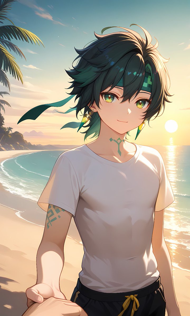 Hendrix_CCC's tweet photo. Let’s make this sunset unforgettable… just the two of us. 🌅 #Kinich #Kinichi #kinichi #キィニチ #GenshinImpact #pixai #Pixaiart https://t.co/ELKGW6WJXP