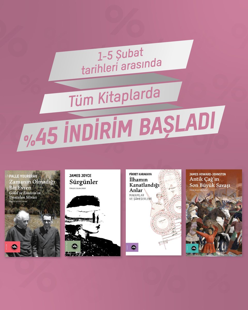 1-5 Şubat arasında web sitemizdeki tüm kitaplarda %45 indirimi kaçırmayın! VakıfBank Kültür Yayınları’nın en özel kitaplarına avantajlı fiyatlarla sahip olun.
Son gün: 5 Şubat, 23.59!
Detaylar için web sitemizi ziyaret edin. ❤ #vbky #vebenzersiz