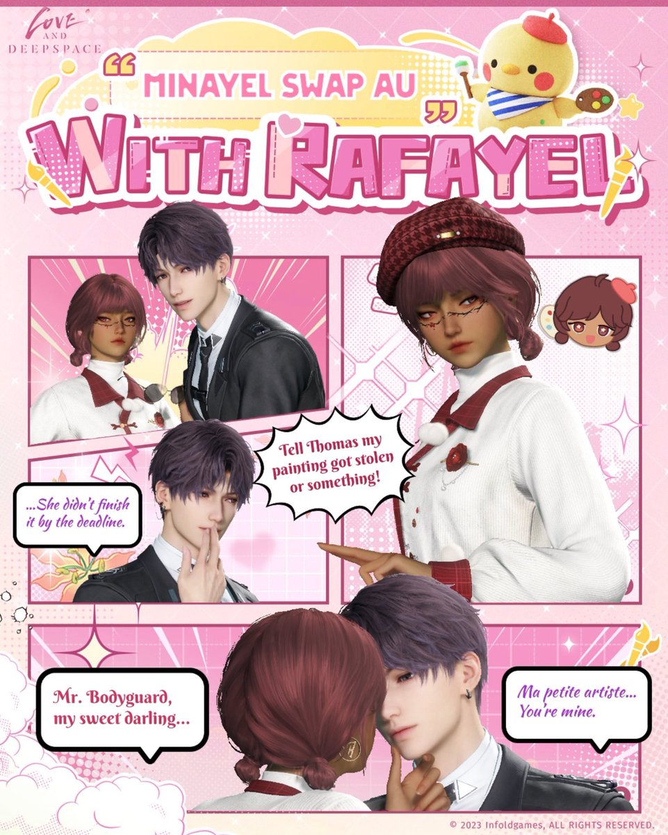 minayavu's tweet photo. [Minayel Role Swap AU]

Miss Mo Arts and her personal Bodyguard 🍒🍇

#LoveandDeepspace #LoveandDeepspacePhotobooth
#ladstwt #Rafayel #Minji #Minayel https://t.co/tZN4hfKyLK