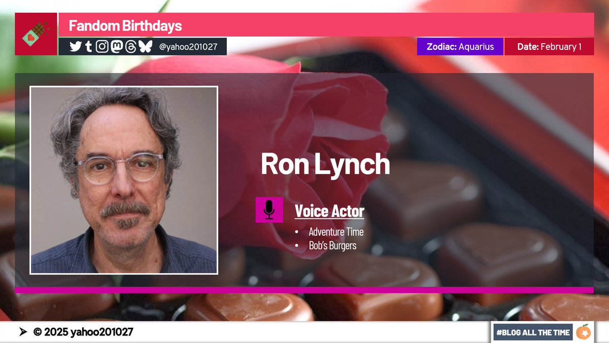 Happy Birthday to the voices of the characters of both Mr. Pig on the Cartoon Network series Adventure Time (2010-2018) and Ron on the FOX animated series Bob's Burgers (2011-), Actor <a href="/ronlynch1/">Ron Lynch</a>. #AdventureTime #BobsBurgers #FandomBirthdays