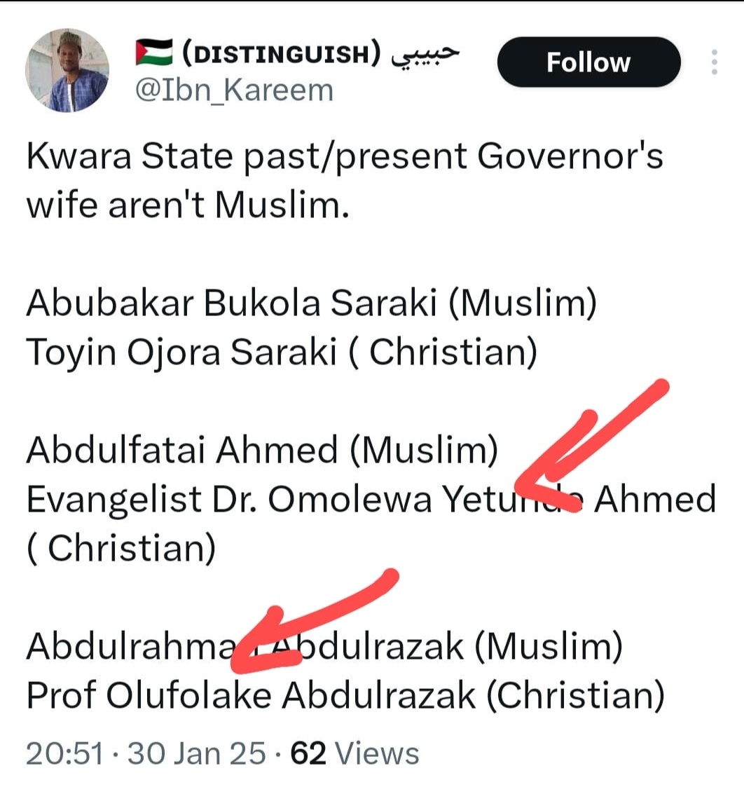 Jani4Tijani's tweet image. What is it with dis epidemic of hnd holder governors wives dat block purchase dud Professor n Dr titles?

#FunFacts #BeSimple #BeHumble

D most educated n accomplished n pedigreed of dis 3 christian former and current @firstladykwara's uses no fake (dis)honorary title at all