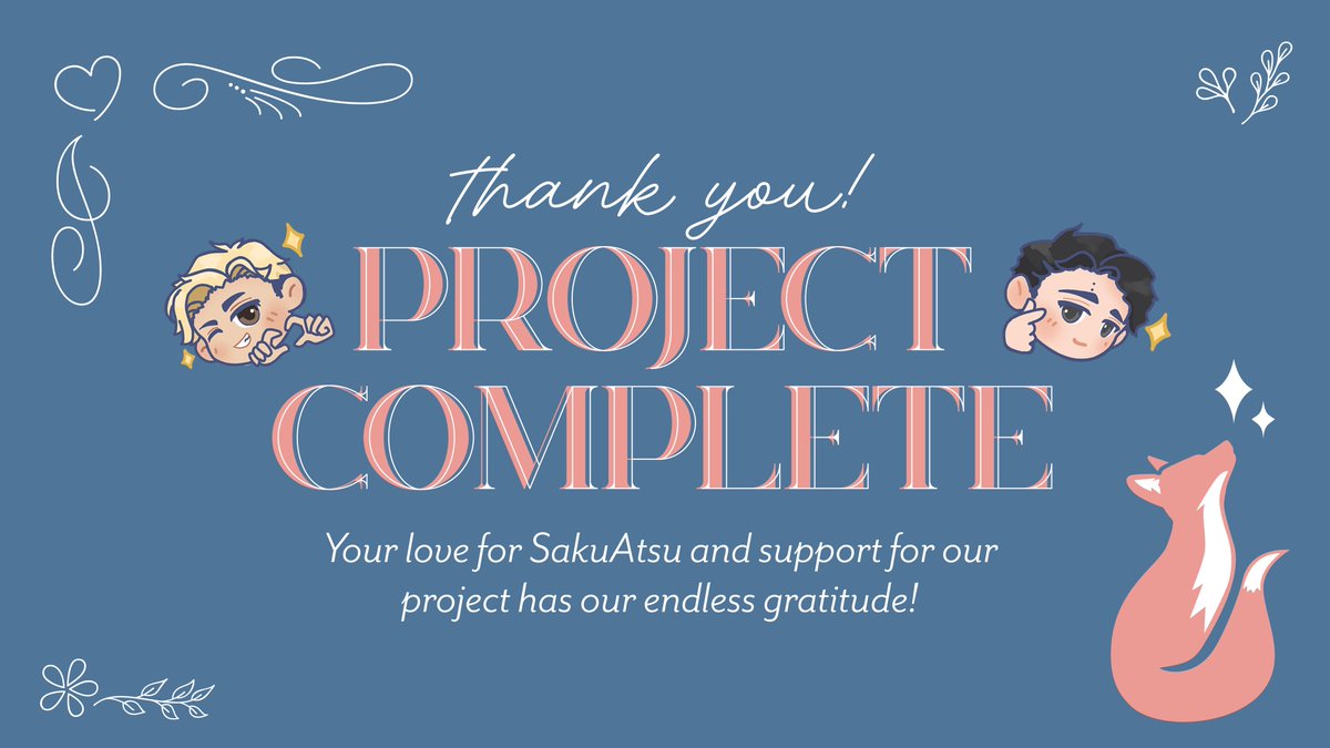 sktsinspired's tweet image. ✨ PROJECT COMPLETE ✨
And with that, our sparkling journey together has come to an end.
Thank you for being a part of INSPIRED: A SakuAtsu Anthology Project!