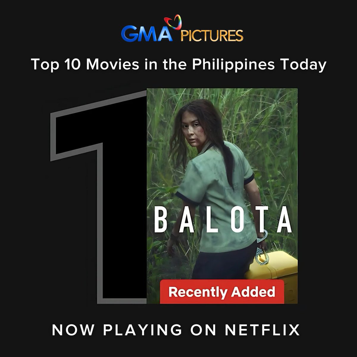 Balota' is top 1 on Netflix Philippines today! ❤️

Don't miss it! Now playing on Netflix.

#GMAPictures #BalotaMovie