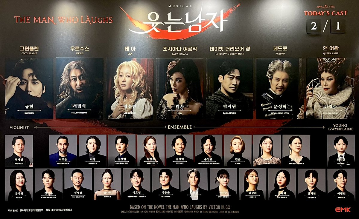 daeng9rr's tweet photo. 250201 웃는남자 자첫
규현 서범석 이수빈 리사 https://t.co/NIMHpD02ck