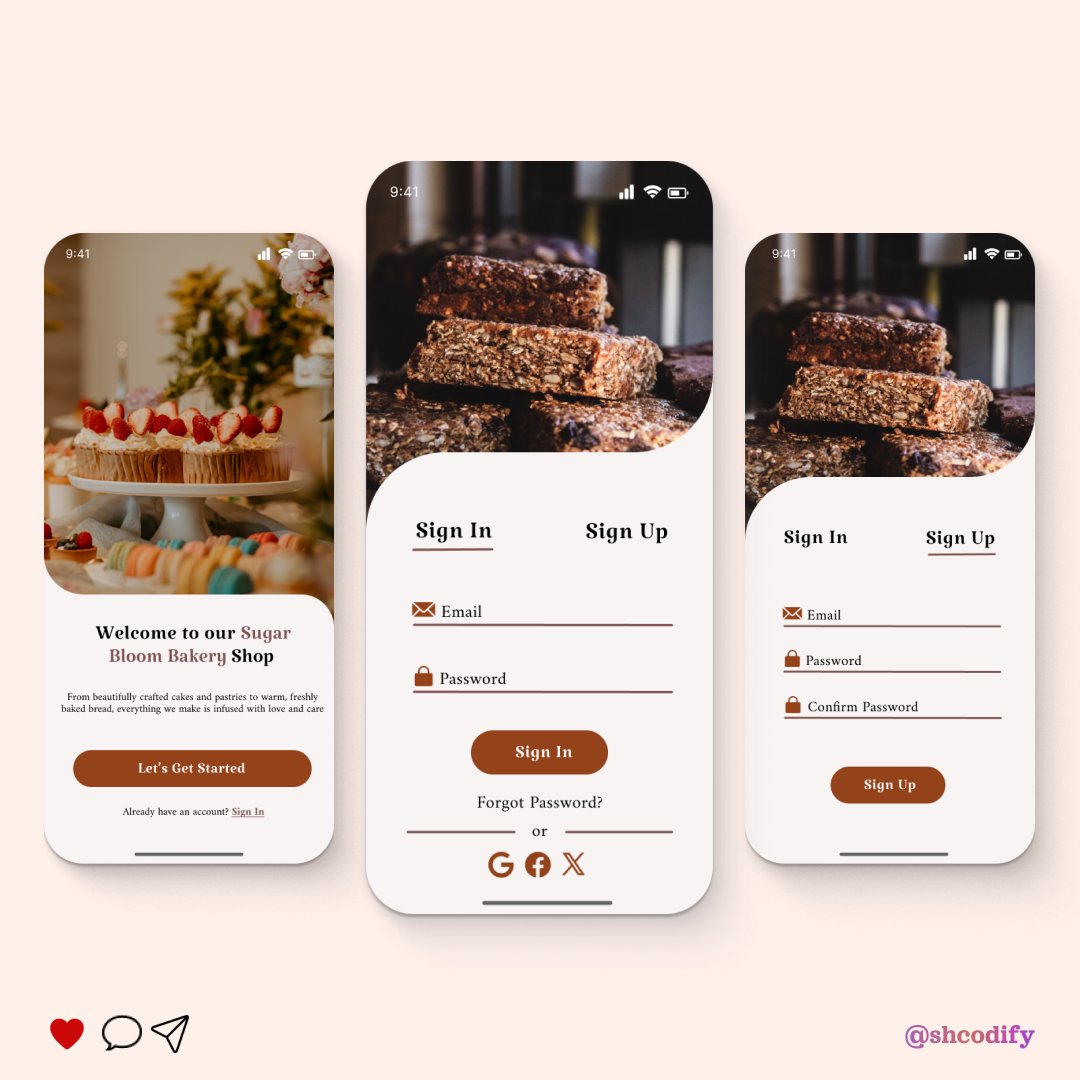 shcodify's tweet image. Presenting the Cake App UI/UX design🎂🎨, crafted with precision using Figma.
#uiuxdesign #figma #appdesign #learningjourney #webdesign #frontenddeveloper