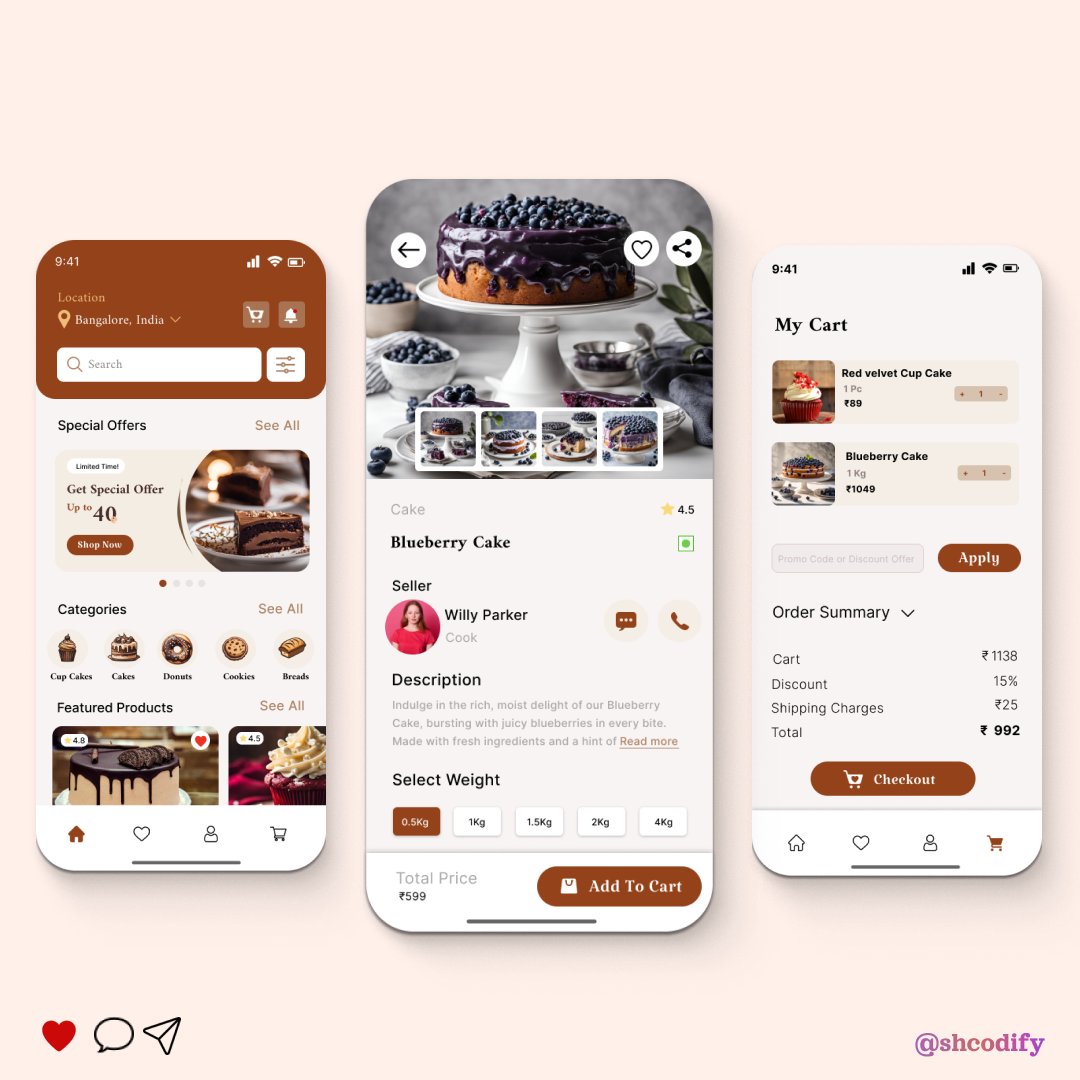 shcodify's tweet image. Presenting the Cake App UI/UX design🎂🎨, crafted with precision using Figma.
#uiuxdesign #figma #appdesign #learningjourney #webdesign #frontenddeveloper