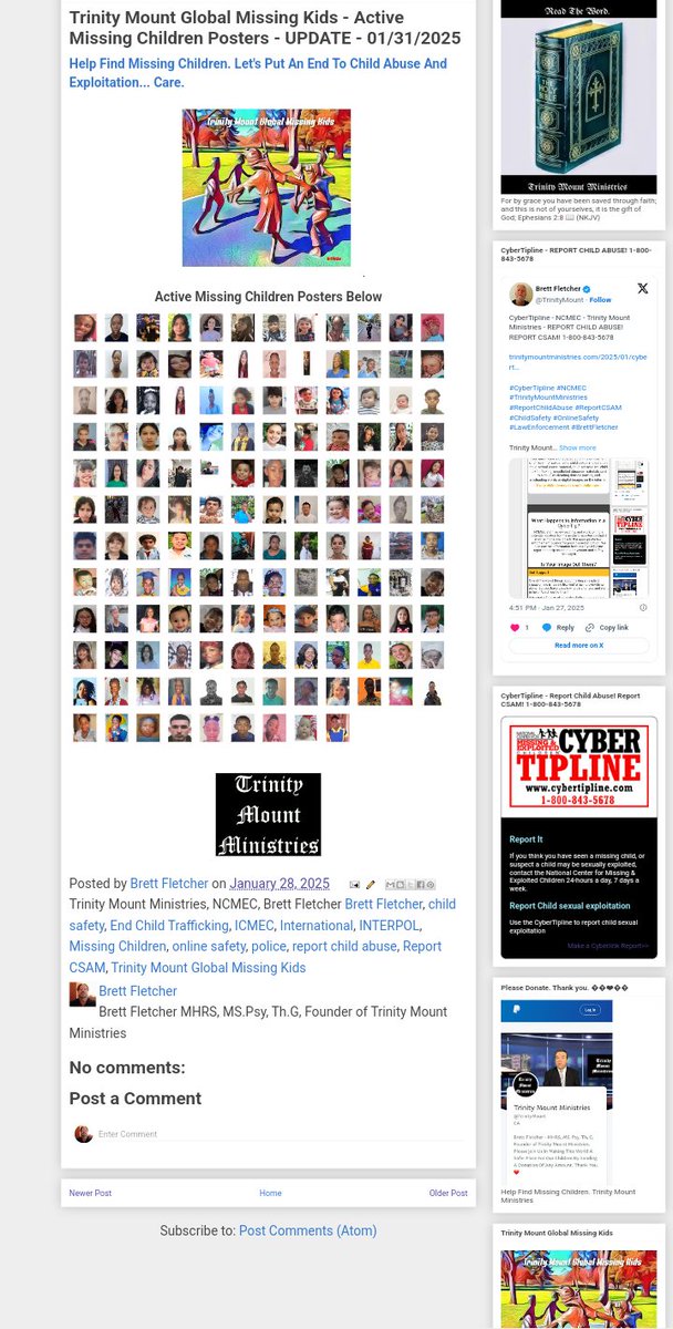TrinityMount's tweet photo. Trinity Mount Global Missing Kids - Active Missing Children Posters - UPDATE - 01/31/2025
https://t.co/QmpHM5KYuG
#TrinityMountGlobalMissingKids #MissingChildren #INTERPOL #ICMEC #International #Police #ChildSafety #OnlineSafety #ReportChildAbuse #ReportCSAM #BrettFletcher
Trinity Mount Ministries
https://t.co/HuvwDRI6A8