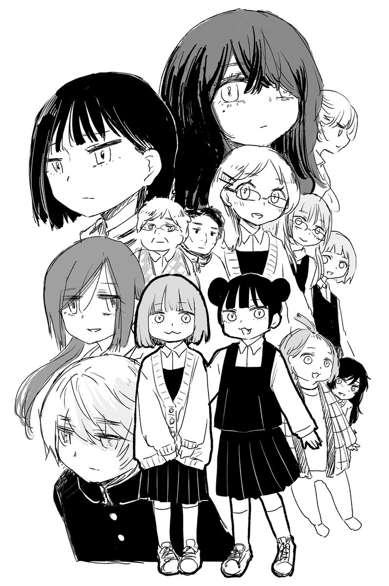 今夜0時 みいちゃんと山田さん最新話更新です🏫 --- 学校編キャラデザ