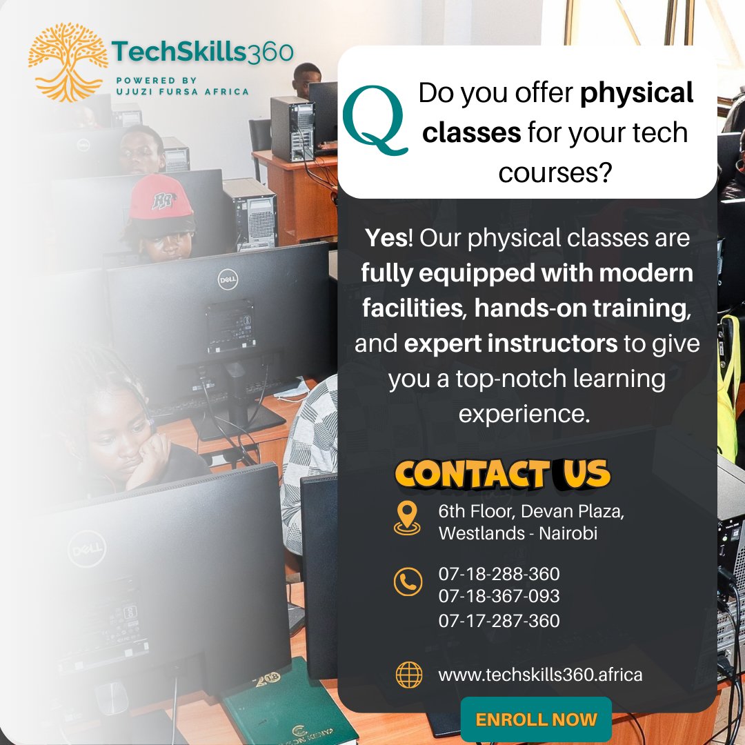 TechSkills360ke's tweet image. 🚀 February Intake Open! 🚀

Master top tech skills with hands-on training!

📚 Courses: Full-Stack Dev, Cyber Security, Data Analytics, AWS, AI, Mobile &amp;amp; Web Dev.

📍 Westlands, Devan Plaza
📞 0718288360 
🌐 techskills360.africa

#TechSkills360 #FebruaryIntake #LearnTech