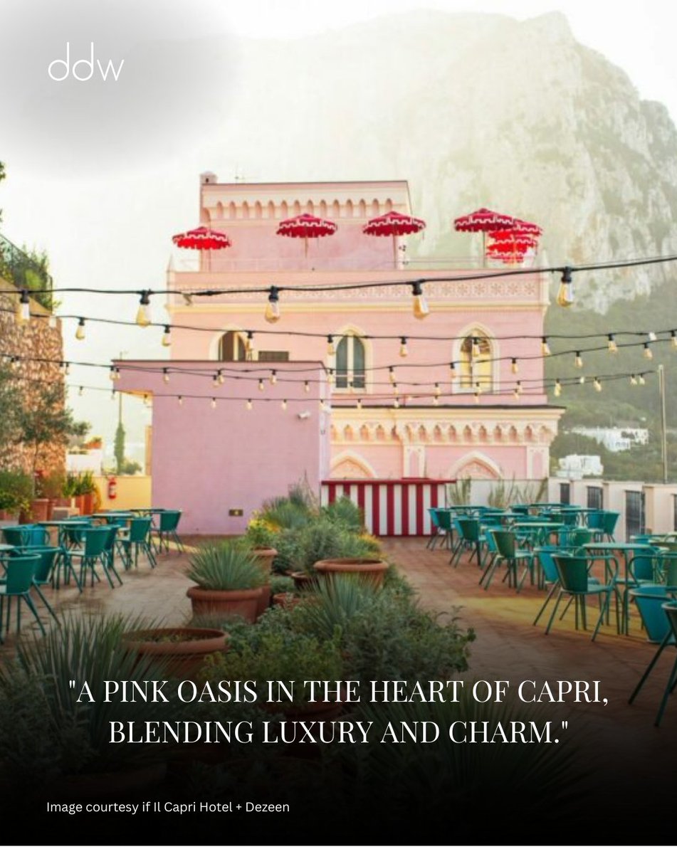 ddw's tweet photo. Il Capri Hotel, a 5-star pink Venetian-style palazzo in Capri, boasts ocean views, antique furnishings, and curated artwork for a luxurious escape.
Click the link below to read the full article.
https://t.co/zLsRYxnR9r
#ddw #ilcaprihotel #capri #luxurytravel #italiangetaway https://t.co/K95EXpW5T5