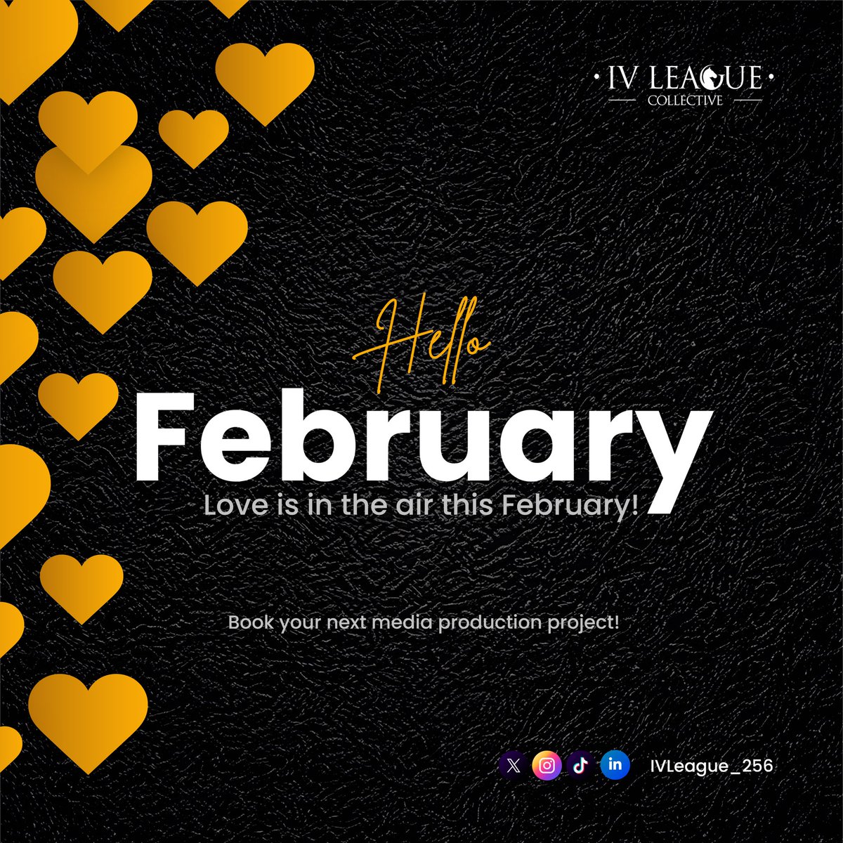 ivleague256's tweet image. February is here! Time to embrace the moments, cherish the memories and make them last forever. #IVLeagueCollective #IVLeagueWay #ClientFocus #MediaProduction #MediaProduction #Photography #Videography #FebruaryVibes #LoveIsInTheAir
