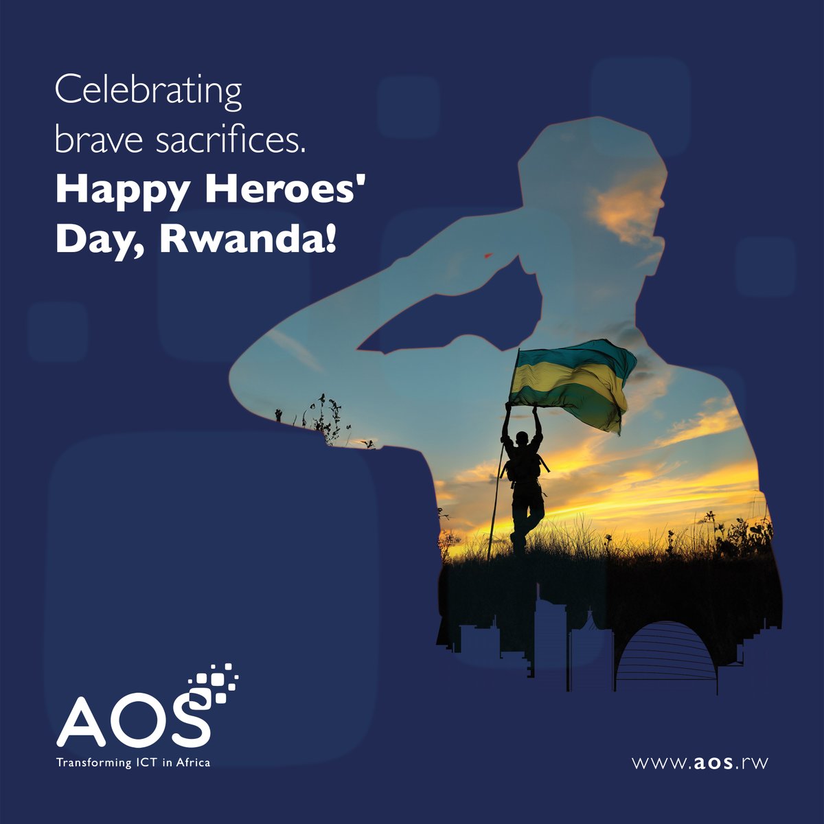 AOS_RW's tweet photo. On this Heroes' Day, AOS honors the brave men and women who sacrificed for Rwanda's freedom and prosperity. Their courage inspires us to continuously contribute through digital transformation for a brighter future. 

#HeroesDay #Rwanda #AOS #RememberingTheBrave https://t.co/Mj2K4MZchU