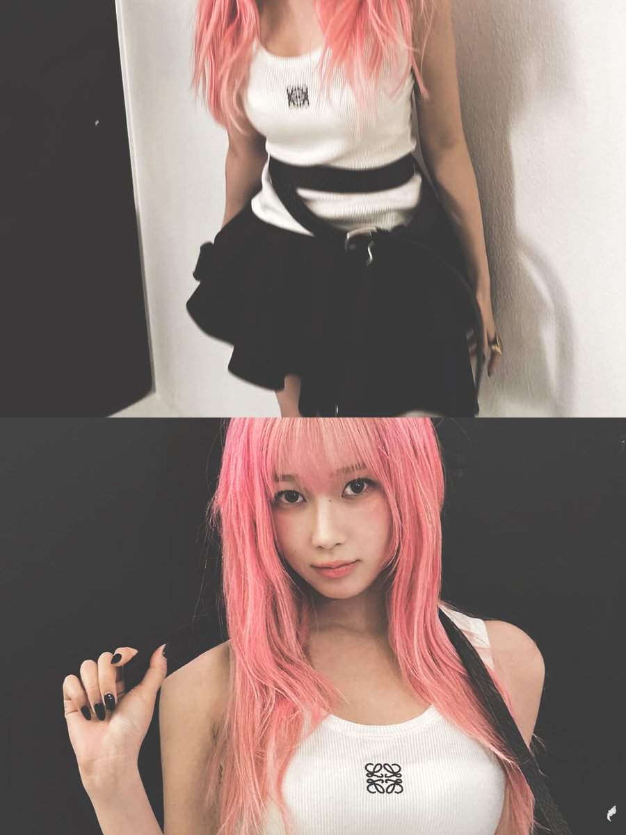 Giselxle's tweet image. 은은하면서도 세련된 로고로 장식된 대담하고 생동감 넘치는 룩은 𝗰𝗵𝗶𝗰 &amp;amp; 𝗲𝗱𝗴𝘆 룩을 연출하고, 어두운 네일은 𝗿𝗲𝗯𝗲𝗹𝗹𝗶𝗼𝗻 룩의 힌트를 더해 앙상블을 완성합니다.