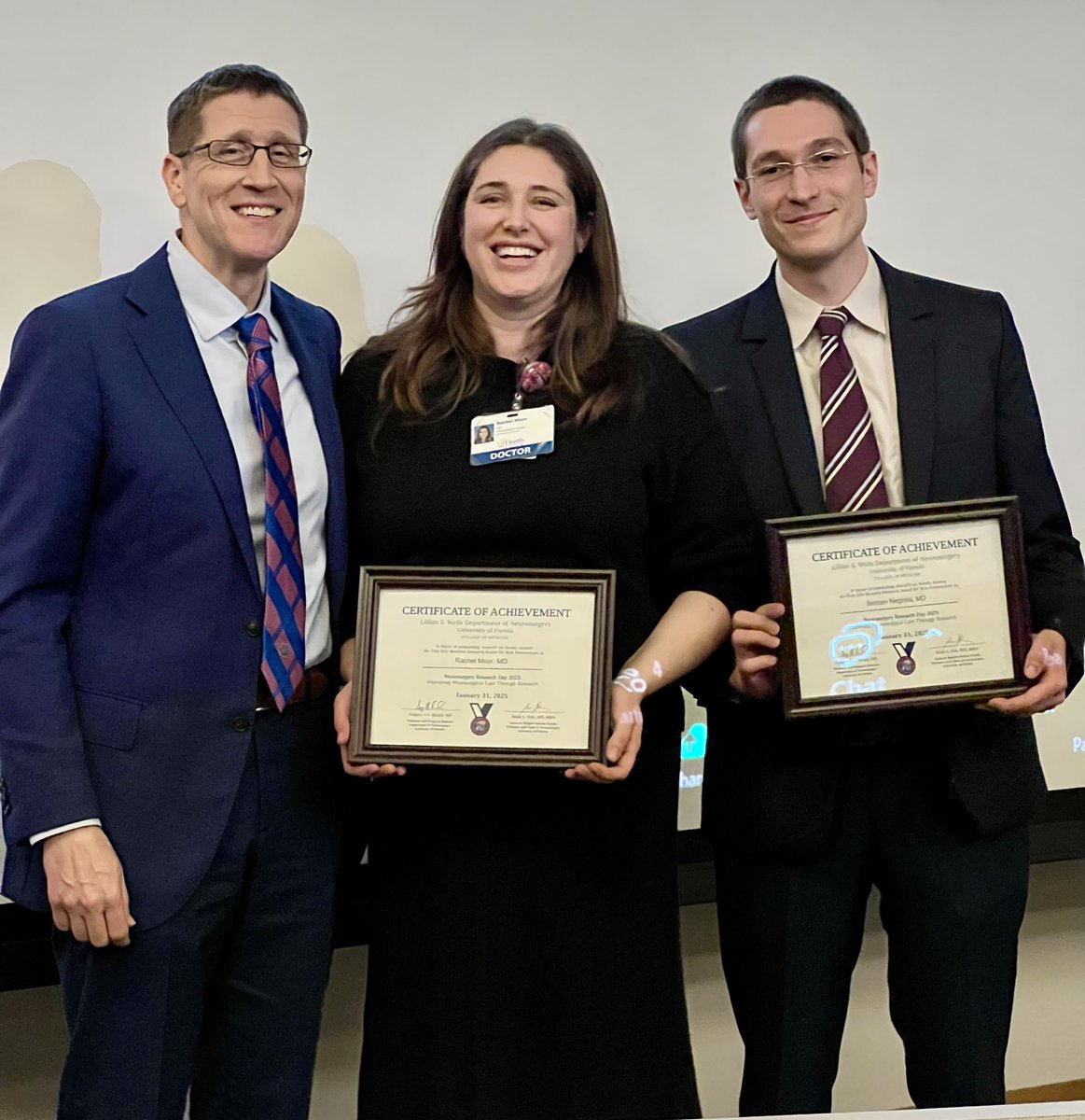 Congratulations Dr Moor (PGY5) and Dr Negoita (PGY2) Tom Ellis Resident Research Award at 2025 Annual Research Day. Dr Tom Ellis was a beloved alumni of @UFNeurosurgery. This award honors his legacy and is given to the best resident research each year.