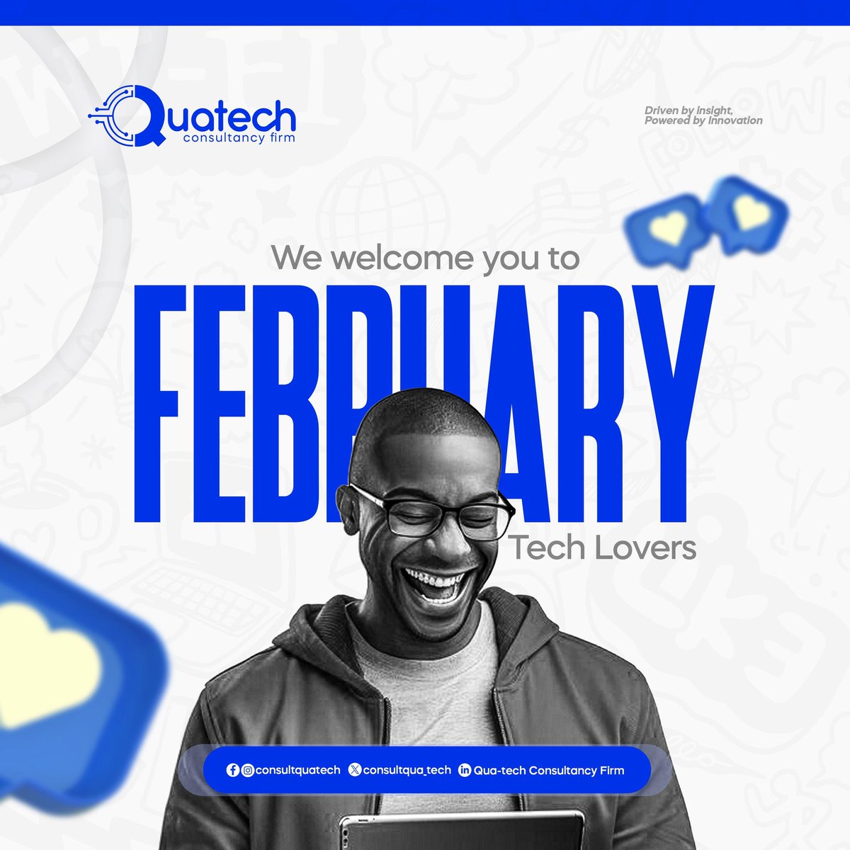 consultqua_tech's tweet photo. Hey, Tech Lovers!
.
It's another new opportunity to pursue your tech dreams with great enthusiasm.  
.
We are here to always serve you better. 
Software development and customer support just got easier. 
.
Happy February!
.
#Tech #February #Quatech https://t.co/taPJZjtupt