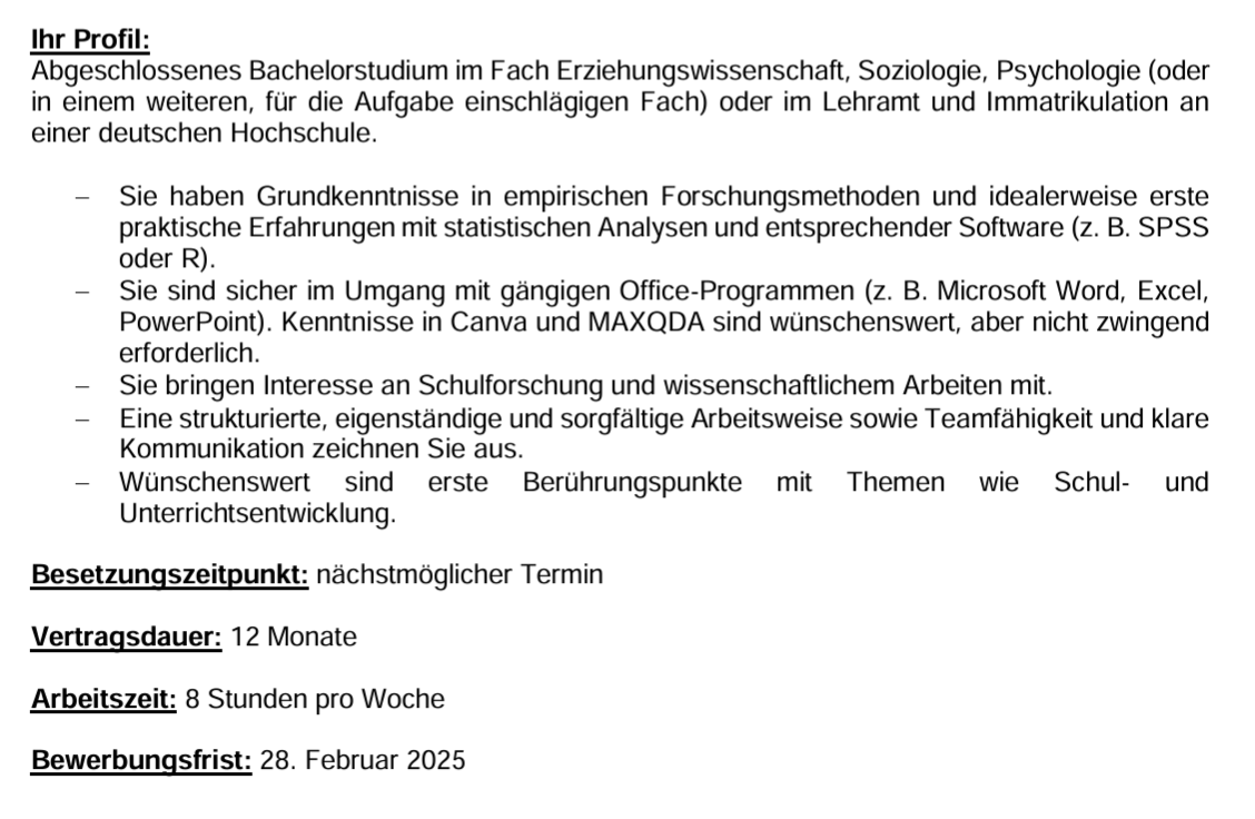 Wir haben zwei WHK-Stellen ausgeschrieben - eine mit quantitativem und eine mit qualitativem Schwerpunkt. Frist läuft bis 28.02.! Mehr hier: uni-due.de/stellenmarkt/w…