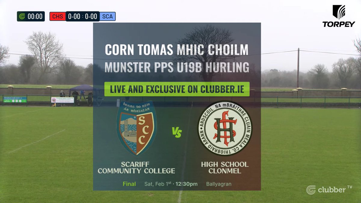 clubber's tweet photo. We are LIVE from Ballyagran for the FINAL of the @Munsterpps TUS Corn Tomas Mhic Choilm 🏆

@ScariffCC 🆚 @hsclonmelcbs, 12:30PM 🕒

Watch LIVE now on https://t.co/yMkMTpFmTc 📺

Brought to you by @torpey___ https://t.co/Nt4YU5otbe