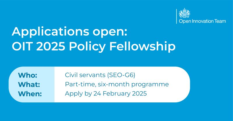 opportunitiesfy's tweet photo. Calling all UK Civil Servants at SEO-G6! ๐ข Applications OPEN for the 2025 Policy Fellowship! ๐ Enhance your skills & collaborate with academics on key policy areas. Apply by: 24 Feb.
Link: https://t.co/4nSA6M1ndp
#PolicyFellowship #OIT2025 #UKCivilService https://t.co/o17QbnJf4J