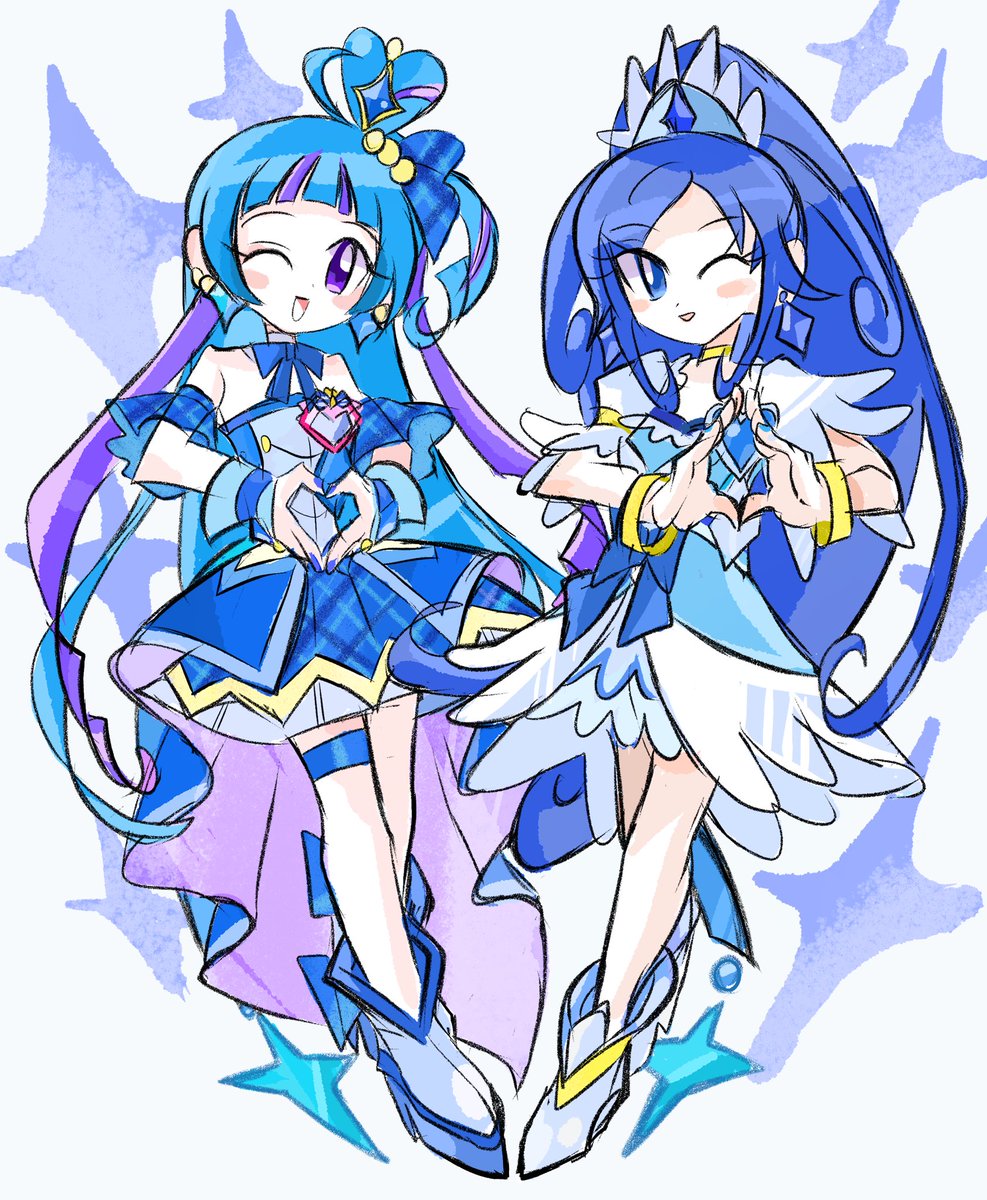 キュアウインク #キュアダイヤモンド #ﾌﾟﾘｷｭｱ #precure 🔷🔷💠💠