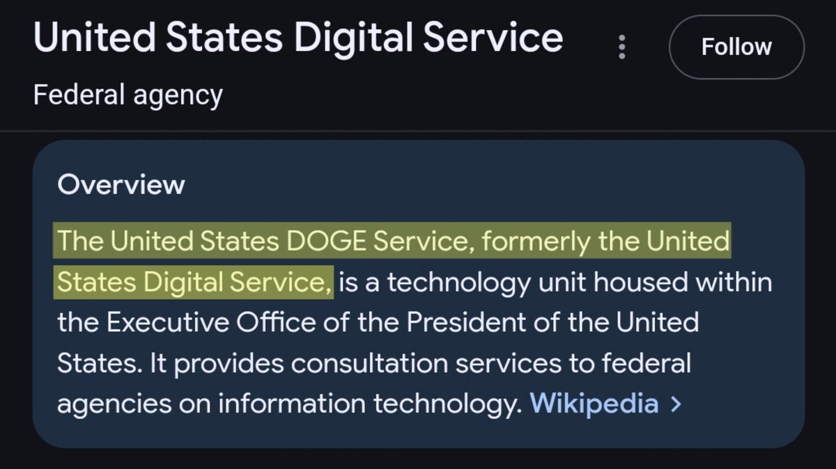 The newest official DOGE launch! The "United States DOGE Service" is the newest agency incorporating DOGE! 

$USDS: 0xF9b517d851D0348ac42CFf6f06b4B2f69082C2f5

Also new agency can be seen at join.doge.gov (you must have an IP address set to USA to view the website! You