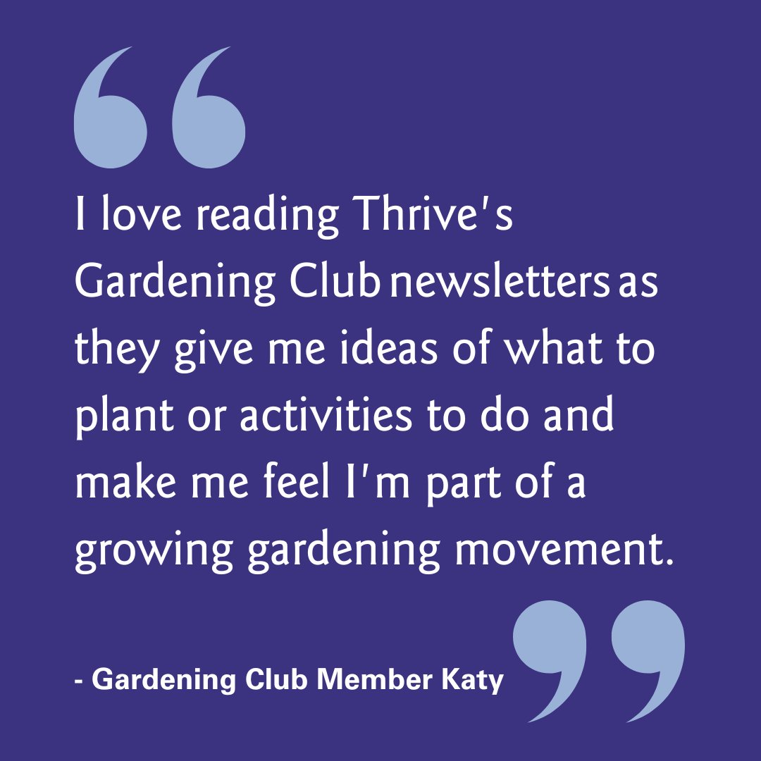 Looking to be part of a supportive growing community? 🌱 Join Thrive’s free Gardening Club and enjoy newsletters packed with gardening tips, inspiration, and access exclusive webinars to help you garden for health and wellbeing: thrive.org.uk/get-involved/k…