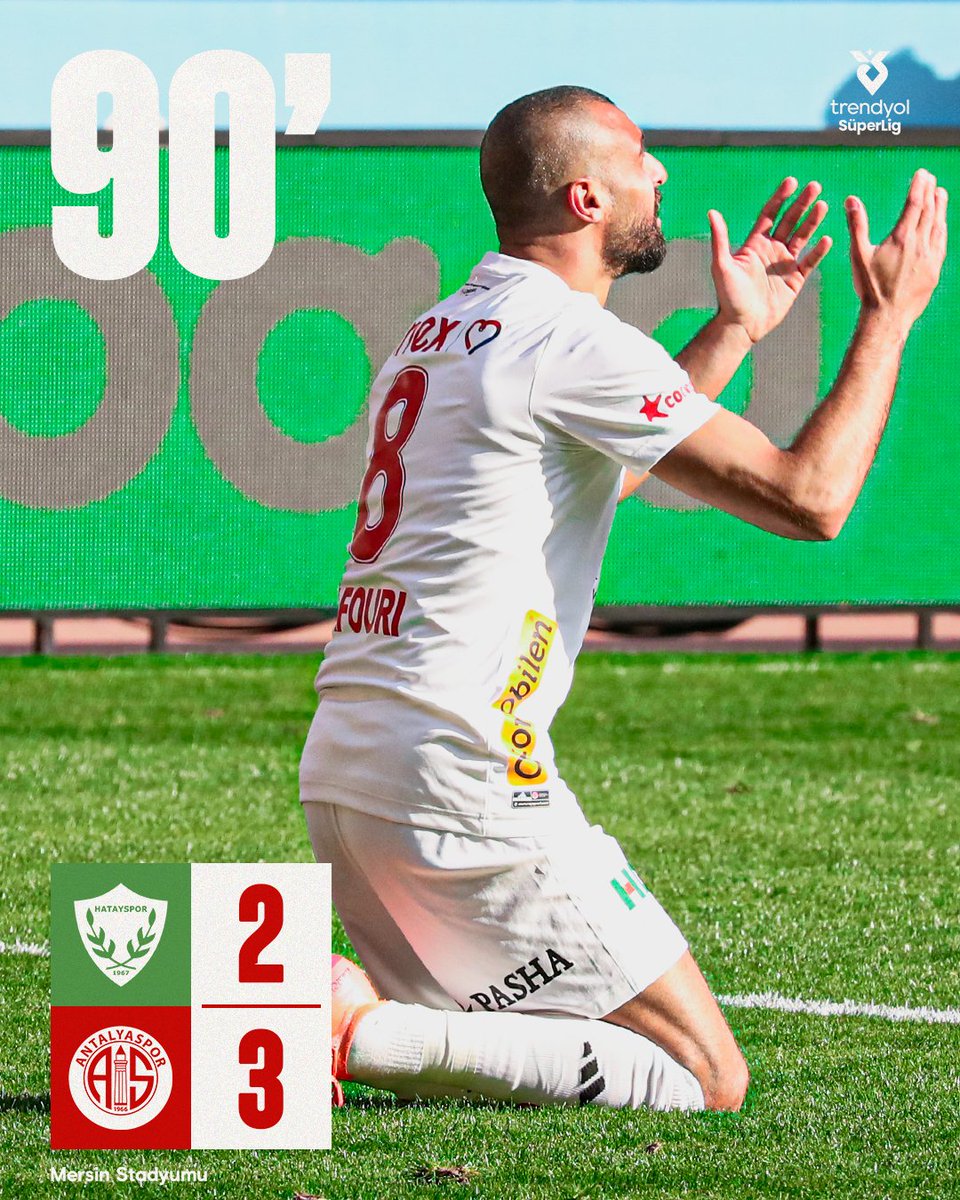☀️ Deplasmandan 3️⃣ puanla dönüyoruz!

⌚ Dk.90: Takımımız, 2024-2025 Trendyol Süper Lig Şamil Ekinci Sezonu'nun 22. haftasında deplasmanda Atakaş Hatayspor'u 3-2 mağlup etti.

G👊🏻LLER: 22' Braian Samudio (P), 39' Van de Streek, 86' Ramzi Safuri

#OnvoAntalyaspor
