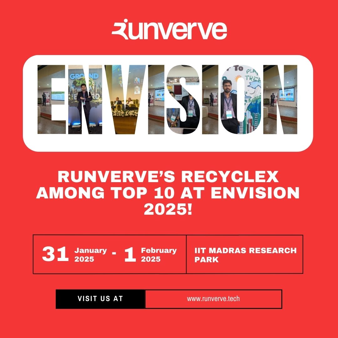 runverve's tweet photo. 🚀Runverve's Day — 2 at #Envision2025!
 
🌍Our AI &amp; Blockchain-driven RecycleX made it to the Top 10 at @iitm_respark ! 
Tackling e-waste recycling in smart sports tech, we’re redefining sustainability.♻️🔥 

#Innovation #Sustainability #Startup https://t.co/OhiCYBcEMk