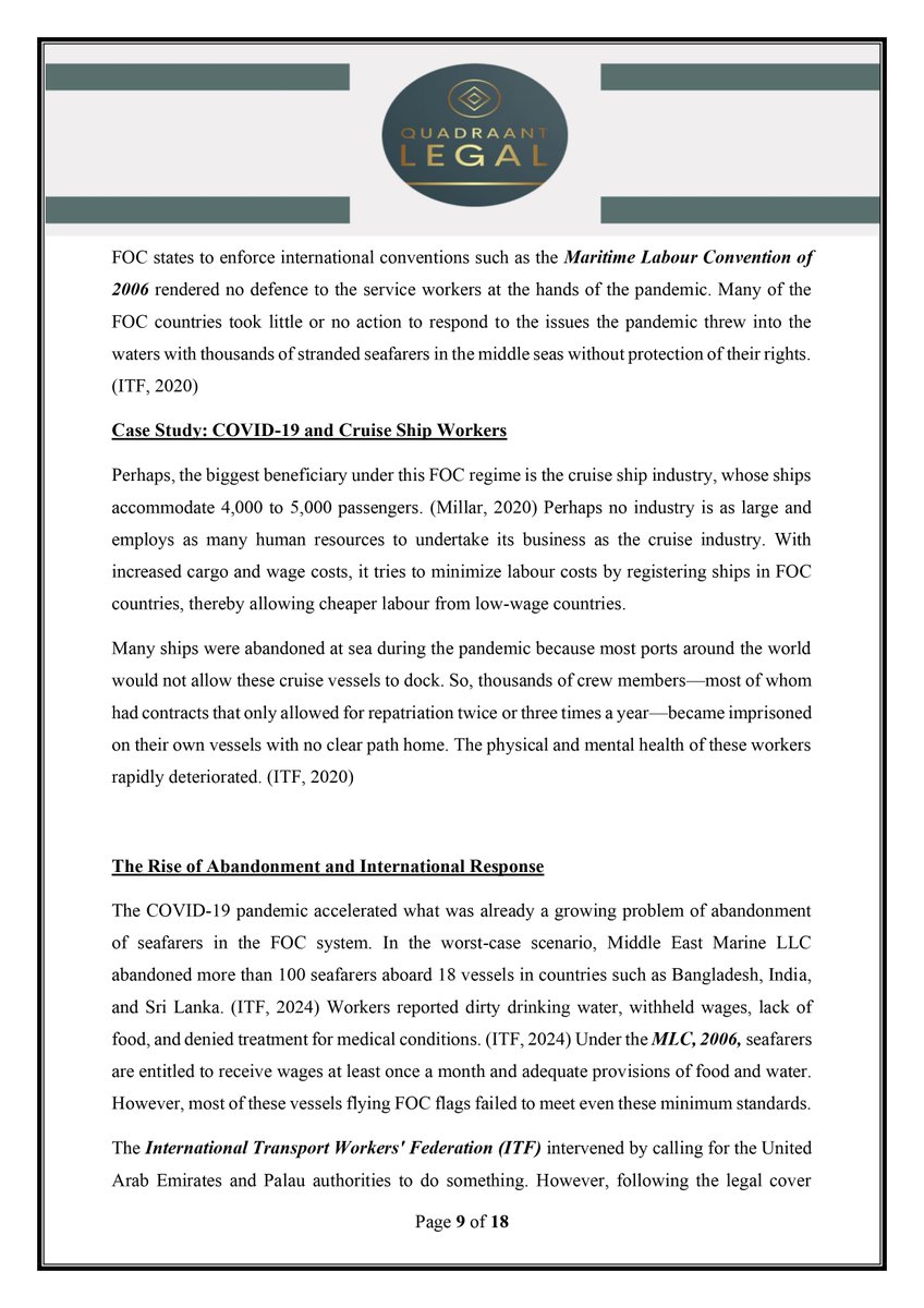 QuadraantLegal's tweet photo. The paper also highlights the impact of the COVID-19 pandemic on seafarers' rights and the challenges of enforcing international maritime law.  Join the conversation on how to create a more just and sustainable maritime industry. https://t.co/uhIpeoRXfc