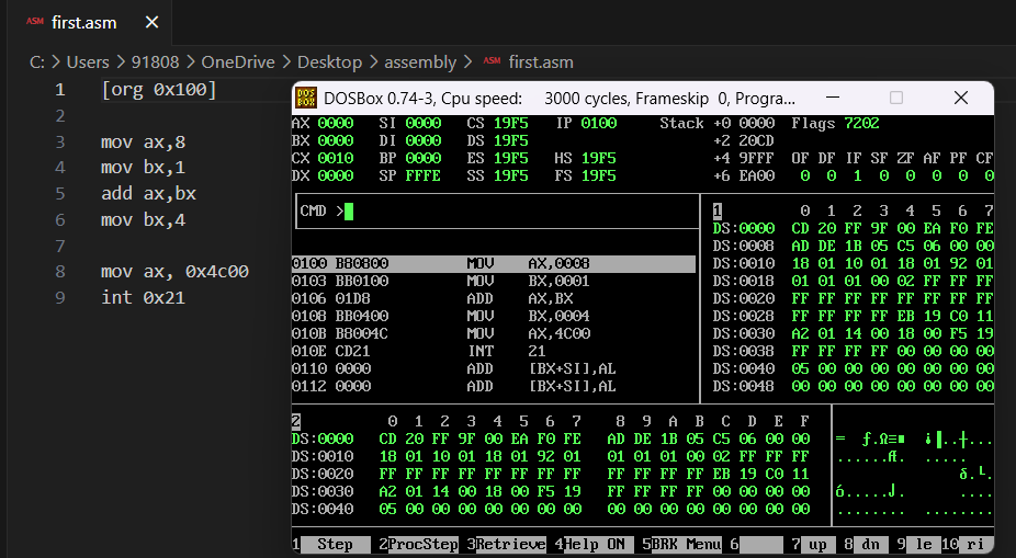 Piyush_p77's tweet photo. ๐ป Day 1 of Learning Assembly Language ๐ป
Just opened my debugger for the first time, and now my screen looks like it's straight out of a hacker movie. ๐
#AssemblyLanguage #Debugging #LowLevelProgramming #Budget2025 https://t.co/SqC2hxiMp0