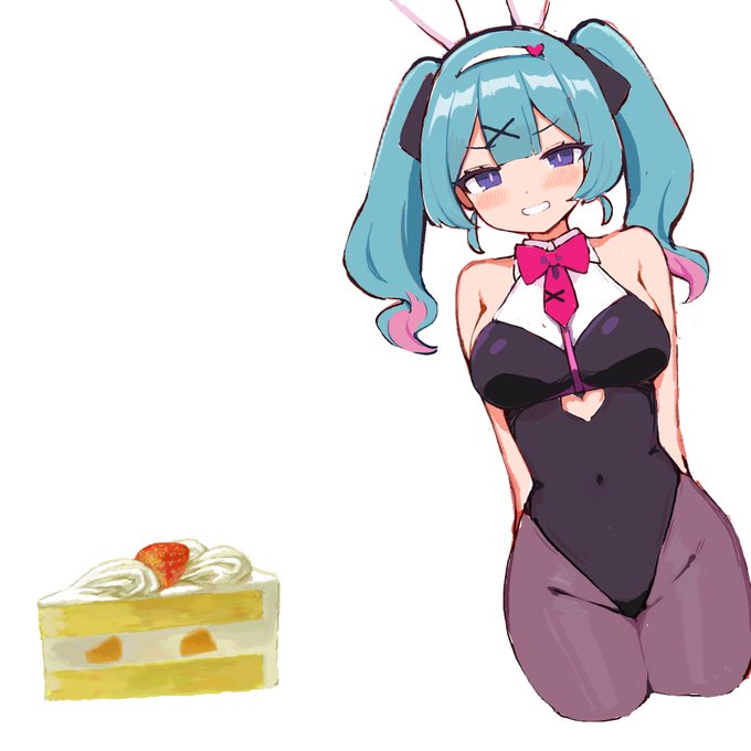 絵チャで描いたミクと友達が描いてくれためっちゃ上手いショートケーキ 