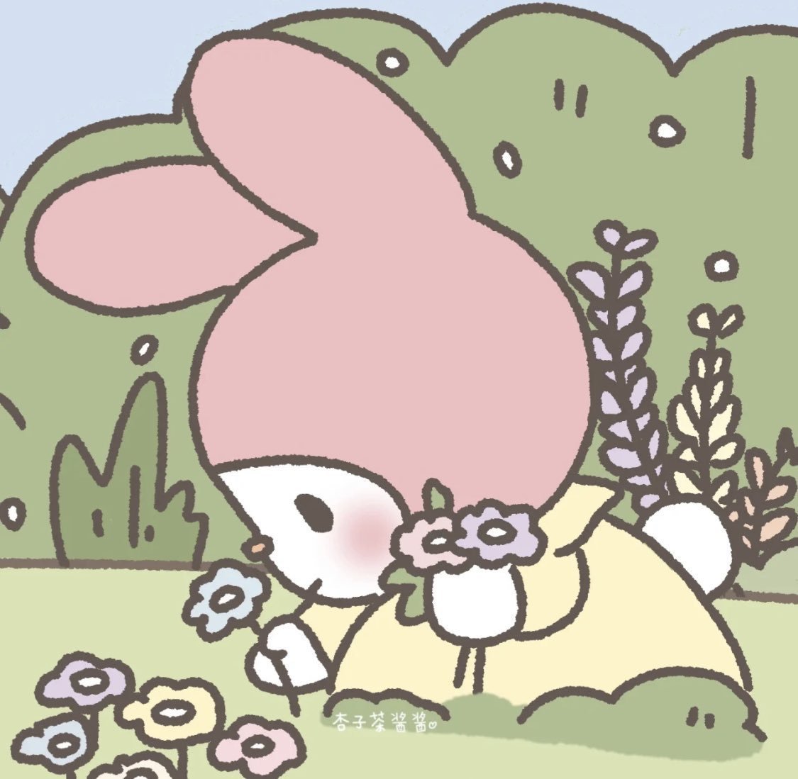 us picking flowers