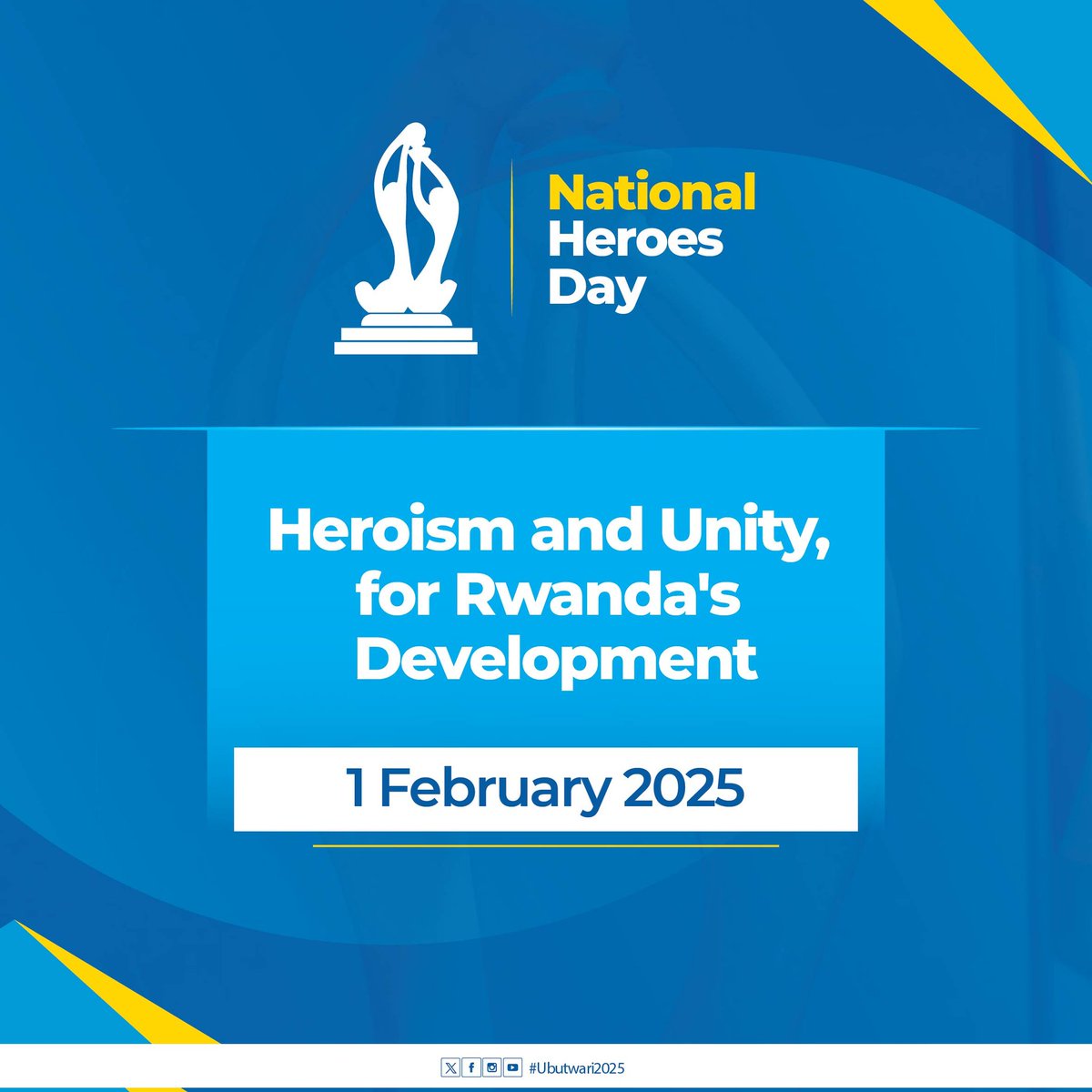 rwandastandards's tweet photo. RSB Board of Directors, Management and Staff wish Rwandans and Friends of Rwanda a Happy Heroes Day.

Guided by Heroism and Unity, standards are benchmarks in our journey to sustainable development.

@MurenziRaymond
@P_Sebahizi #Ubutwari2025 @PSF_Rwanda @AKajangwe @AdecorRwanda https://t.co/uhYjf1QqUv