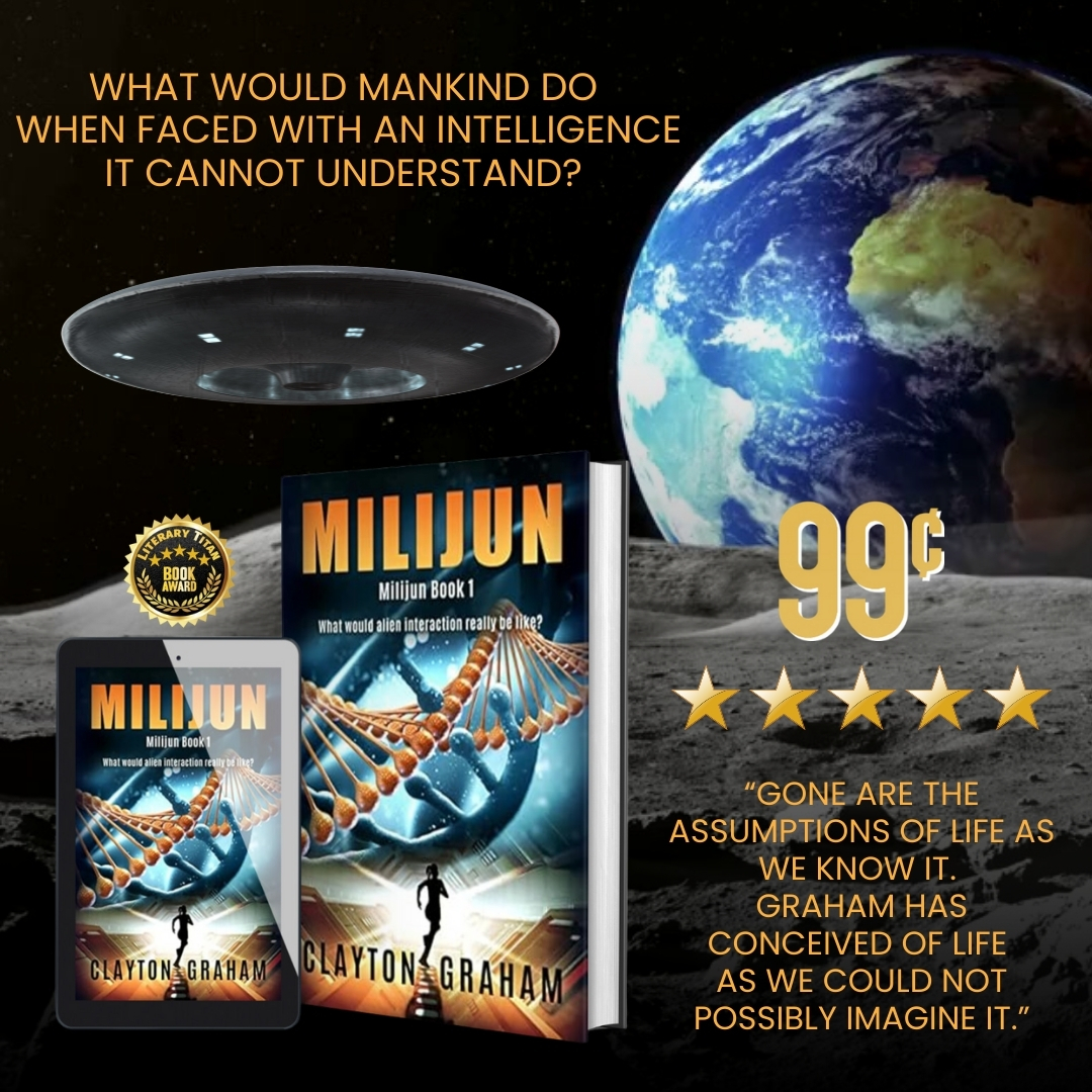 CGrahamSciFi's tweet photo. MILIJUN: First Contact
FIRST eBOOK IN THIS GRIPPING SERIES FOR JUST 99 CENTS
This is the Trilogy that will have you looking to the stars!
https://t.co/BBtK1F6YnW for Amazon
https://t.co/PQ6lMiK9Ut for other stores
#scifi #sciencefiction #mystery #ebooks #fantasy https://t.co/s8uNYWXdXu