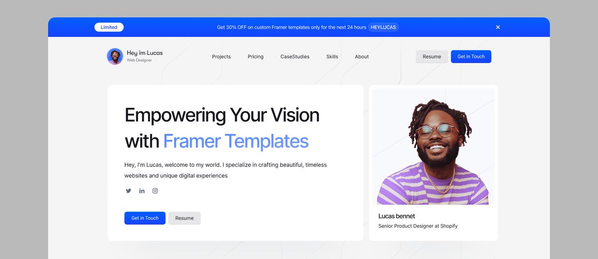 alireza_sinaeii's tweet image. No time to waste—Presento is my second Framer template! ⚡️ 

#PortfolioDesign #FramerTemplates #WebDesign #ProductDesign #UXUI #DesignPortfolio