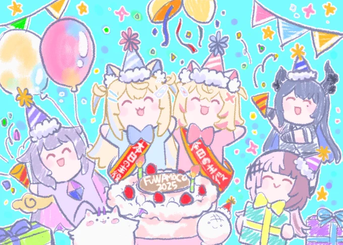 Birthday party with Advent🎊🎉✨
 #holoAdvent #FWMCpix 