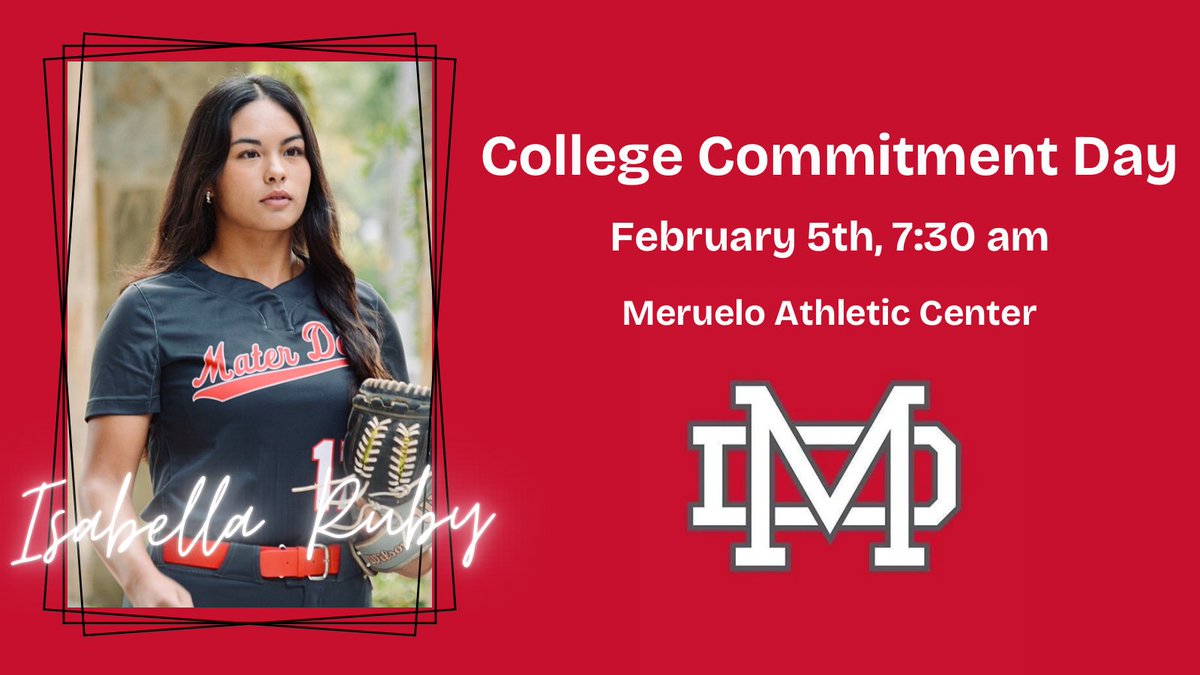 IsabellaRuby25's tweet image. Signing day coming up at Mater Dei✍️
@mdhs_softball @MD_Athletics @GW_Softball @CA_Howard @TCSPhilippines1 #HonorGloryLove ❤️🤍#WeAreMonarchs 🦁