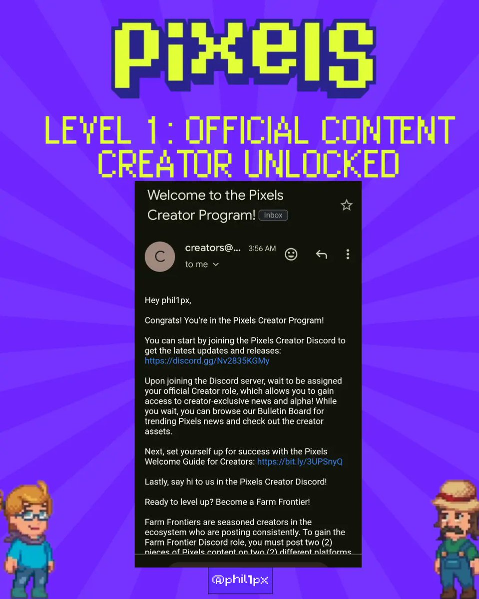 philipusterismo's tweet photo. BIG W! Just Got Accepted as a Content Creator!
Yo everyone! Guess what? I just got accepted as a CONTENT CREATOR for @pixels_online! I'm so hyped to be part of this awesome community and share some epic content with you all!💚
#Pixels
#PixelsCreator
#pixels_creator https://t.co/drG2z86U4Q