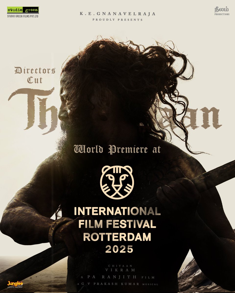 Studio Green (@studiogreen2) on Twitter photo #Thangalaan : Director’s Cut is under the official selection and premiering today - Feb 1st, 2025 at the International Film Festival of Rotterdam 2025 <a href="/IFFR/">IFFR</a> 🔥
Witness the Son of Gold in all his glory✨
<a href="/Thangalaan/">Thangalaan</a> <a href="/chiyaan/">Vikram</a> <a href="/beemji/">pa.ranjith</a> <a href="/GnanavelrajaKe/">Gnanavelraja Ke</a> #StudioGreen <a href="/officialneelam/">Neelam Productions</a> #Thangalaan : Director’s Cut is under the official selection and premiering today - Feb 1st, 2025 at the International Film Festival of Rotterdam 2025 <a href="/IFFR/">IFFR</a> 🔥
Witness the Son of Gold in all his glory✨
<a href="/Thangalaan/">Thangalaan</a> <a href="/chiyaan/">Vikram</a> <a href="/beemji/">pa.ranjith</a> <a href="/GnanavelrajaKe/">Gnanavelraja Ke</a> #StudioGreen <a href="/officialneelam/">Neelam Productions</a>