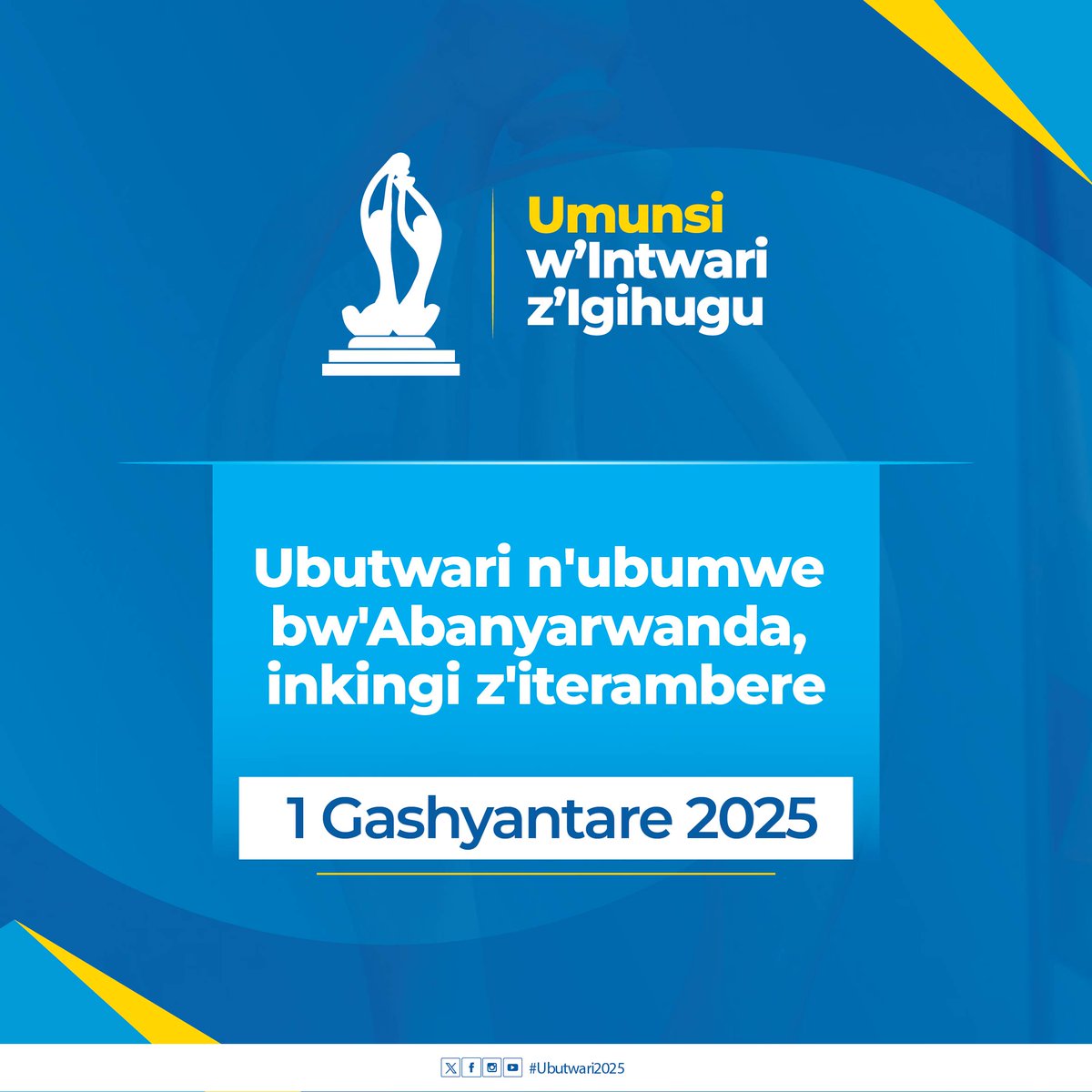 Uyu munsi, turazirikana ubwitange buhebuje n'ibikorwa by'indashyikirwa byaranze Intwari z'Igihugu. Umurava n’ishyaka byabo bitugejeje ku Rwanda twishimira none. Turazirikana umurage wabo.

“Ubutwari n’ubumwe bw’Abanyarwanda, inkingi z’iterambere.”

Umunsi mwiza!
#Ubutwari2025
