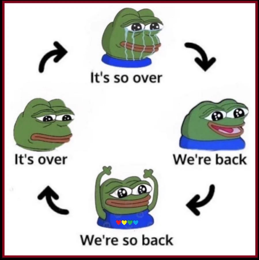 Gm $pepe frens

Our patience is being tested

The pumps are near

So long your longs

Buy the dip