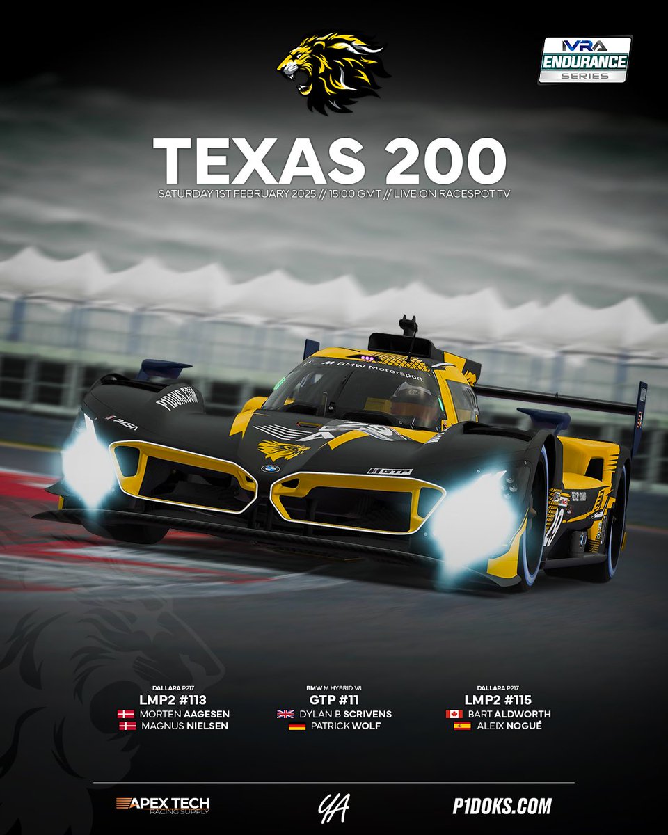 Its time for the first race in 2025 of @ivraleague Endurance Series!

Due to a withdrawal of a competitor we are able to grid another #fiercelyforward LMP2!

We wish Good luck to our drivers!

Sponsors 👥
<a href="/p1doks/">p1doks</a> 
Apex Tech Racing Supplies

Photographer 📸
<a href="/SimPhotosYA/">Sim Photography</a>