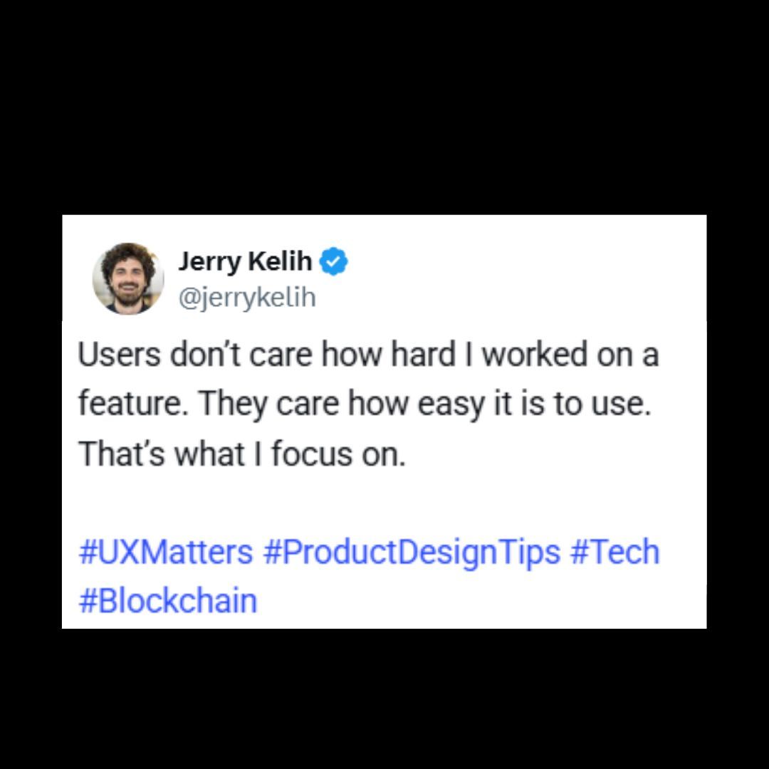 jerrykelih's tweet image. What other things do you think we should focus on?

#UXMatters #ProductDesignTips #Tech #Blockchain