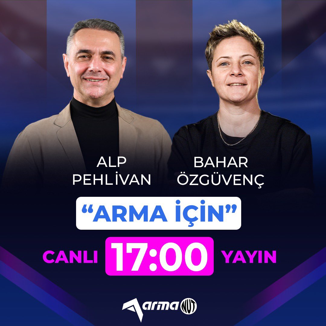 Arma Sports (@armasportstv) on Twitter photo ARMA İÇİN BUGÜN SAAT 17:00’de CANLI YAYINDA!
<a href="/AlpPehlivan1/">Alp Pehlivan</a> ve <a href="/baharozguvenc/">Bahar ÖZGÜVENÇ</a> Arma İçin Fenerbahçe, Galatasaray, Beşiktaş ve gündeme dair tüm gelişmeleri, Türk futbolundaki gidişatı ve transfer gündemini saat 17:00’de canlı yayında masaya yatırıyor.👇👇
youtube.com/@armanutspor?s… ARMA İÇİN BUGÜN SAAT 17:00’de CANLI YAYINDA!
<a href="/AlpPehlivan1/">Alp Pehlivan</a> ve <a href="/baharozguvenc/">Bahar ÖZGÜVENÇ</a> Arma İçin Fenerbahçe, Galatasaray, Beşiktaş ve gündeme dair tüm gelişmeleri, Türk futbolundaki gidişatı ve transfer gündemini saat 17:00’de canlı yayında masaya yatırıyor.👇👇
youtube.com/@armanutspor?s…